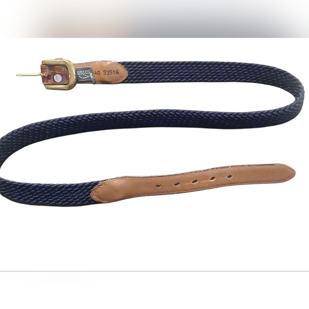 Brighton -Mens Croco Tab Taper Elastic Cord Belt 40" Navy Blue - Picture 6 of 7